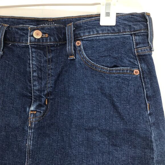 J. Crew Mercantile Blue Medium Wash Raw Hem Denim Mini Skirt - Picture 4 of 14